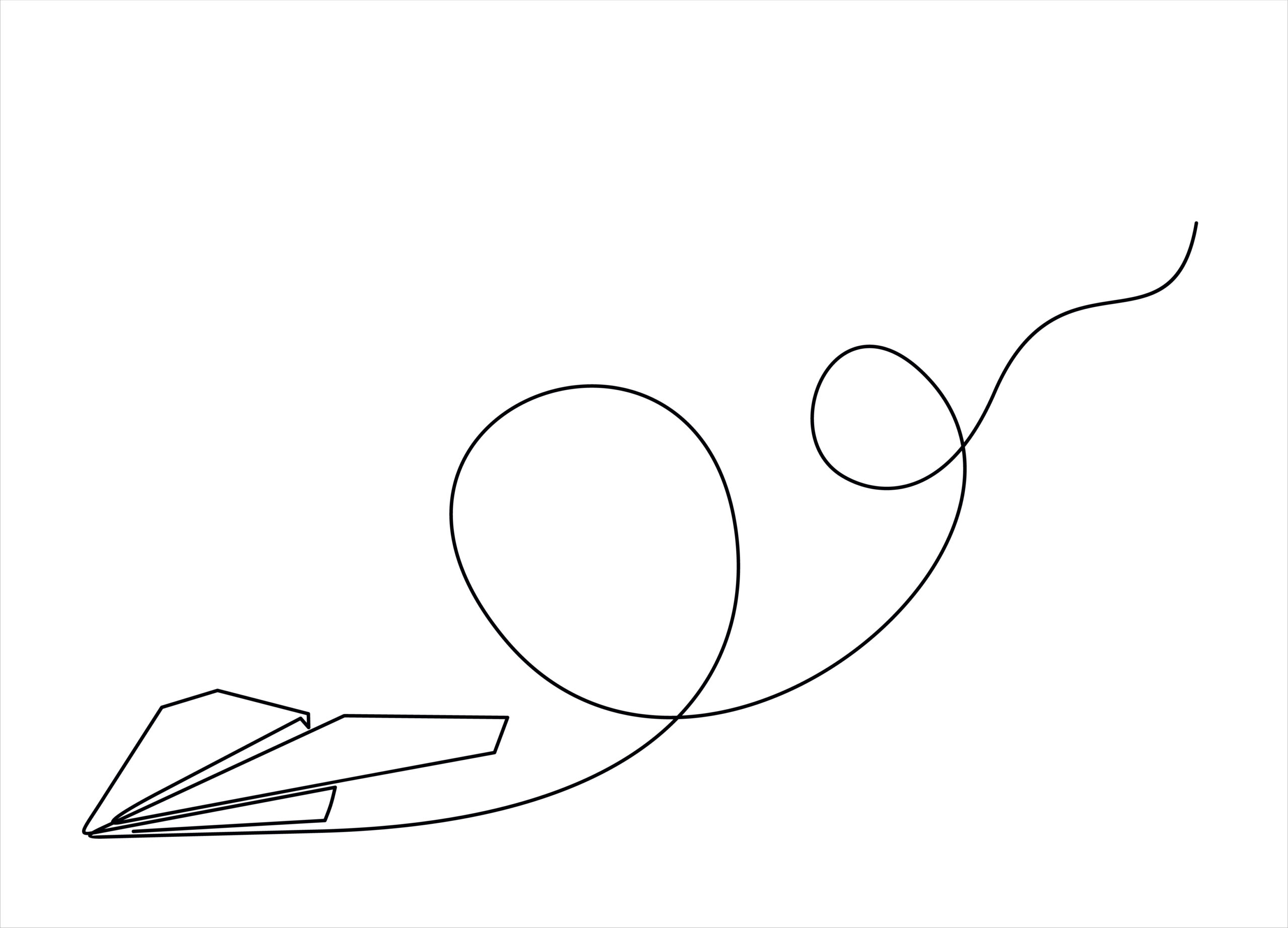 one continuous line drawing of origami paper plane flying. flat design. white background. single line draw design vector illustration